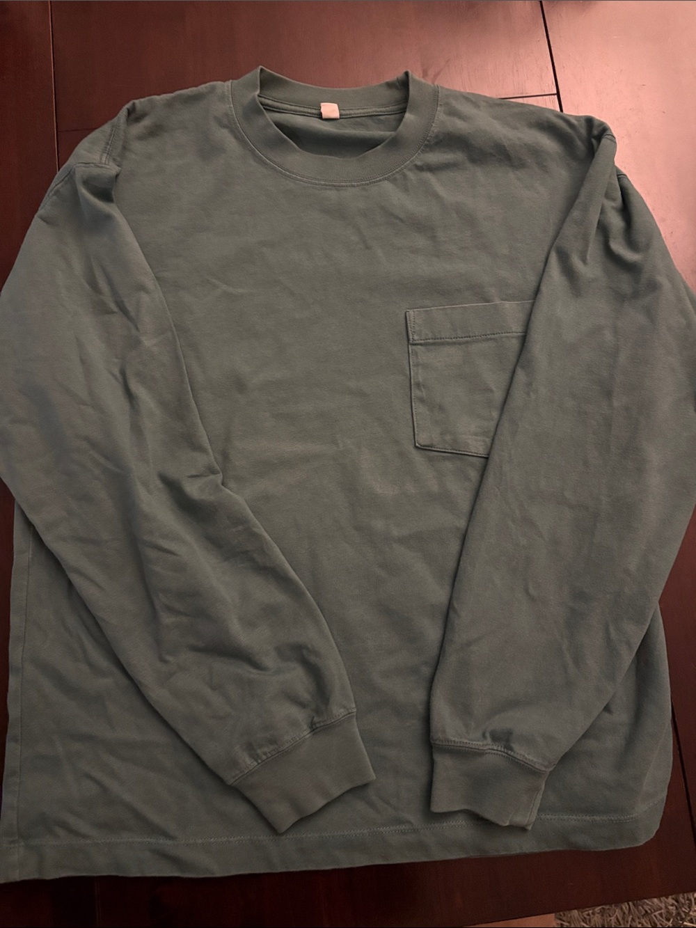Long-Sleeve Baggy T-Shirt in Sage Green - Men's